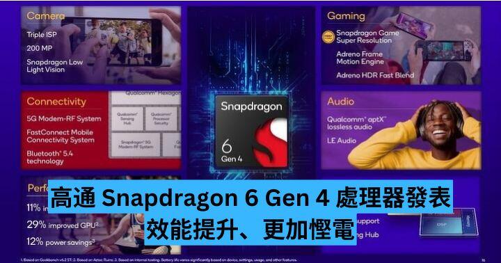 高通 Snapdragon 6 Gen 4 處理器發表 效能升級更慳電-ePrice.HK